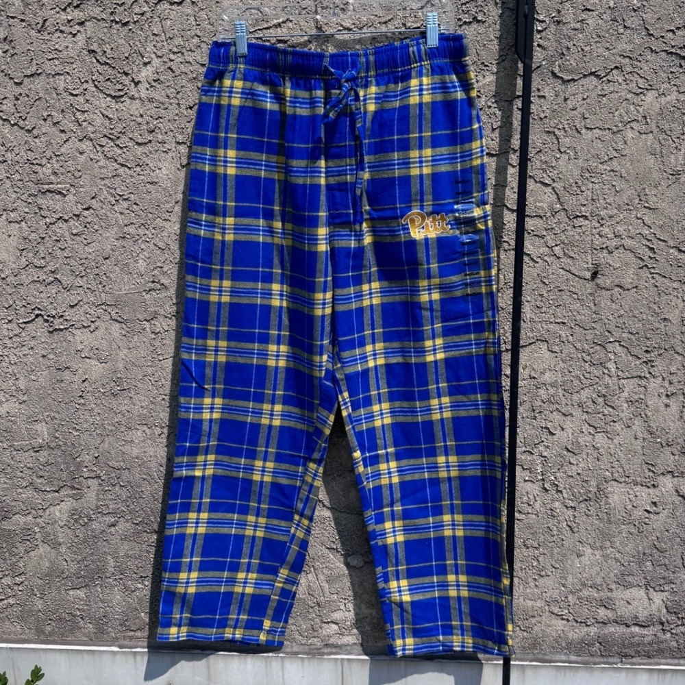 Concepts Sport Pitt Panthers Pajama Pants Women Medium Blue Yellow Plaid Flannel
